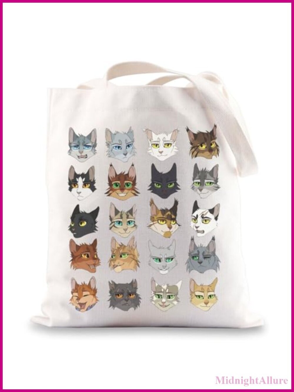 Canvas Tote Bag Cat Novel Graphic Shoulder Bag Large Water Resistant